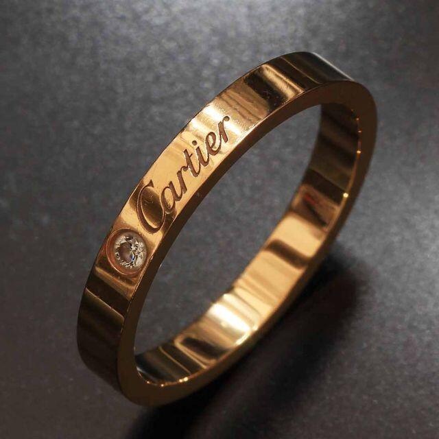 Cartier(カルティエ)のカルティエ1Pダイヤ エングレーブド リング 19号 K18PG D8490 レディースのアクセサリー(リング(指輪))の商品写真