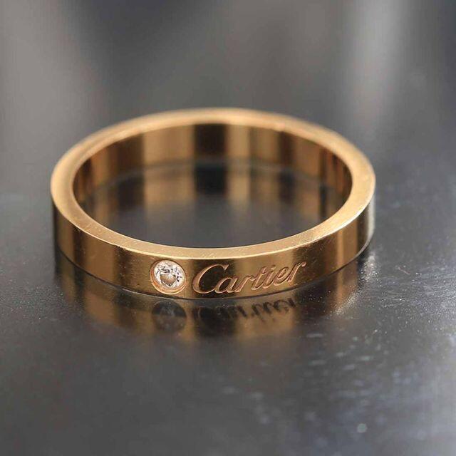 Cartier(カルティエ)のカルティエ1Pダイヤ エングレーブド リング 19号 K18PG D8490 レディースのアクセサリー(リング(指輪))の商品写真