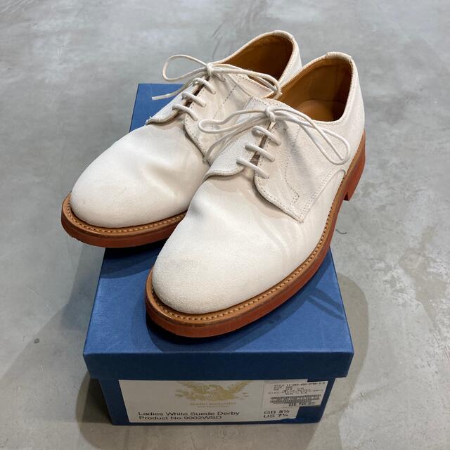 MARK MCNAIRY/Ladies White Suede Derby