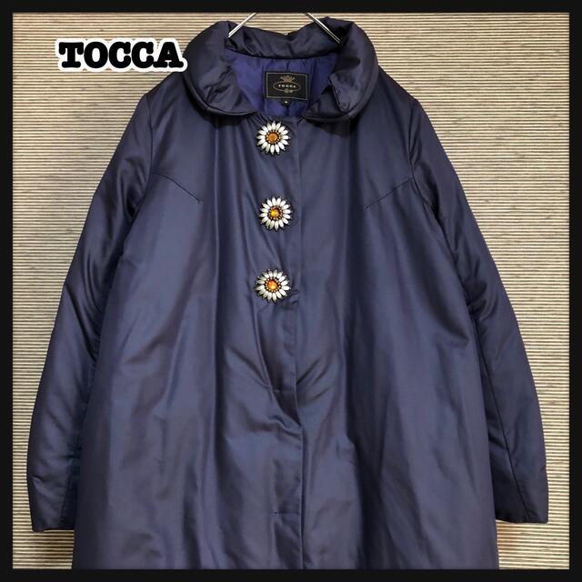 toccaトッカサイズ【tocca】ダウンジャケット　花柄　紫　レース　ビジュー　ストーンズ　無地