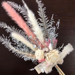 ♡No.601 最終お値下げ❗️white＊pink  スワッグブーケ♡(ドライフラワー)