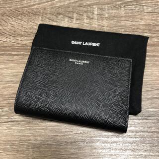 サンローラン(Saint Laurent)の美品　サンローラン　二つ折り財布　レザー　ブラック(折り財布)