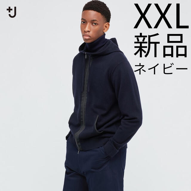 新品人気+J カシミヤブレンドパーカ XXL ネイビー ユニクロ UNIQLO