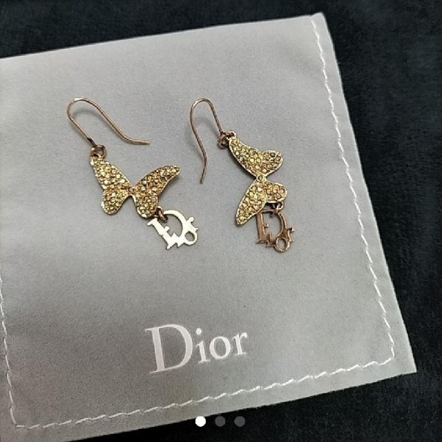 再値下げ Dior バタフライ ピアス ゴールド 蝶 クリスチャンディオール