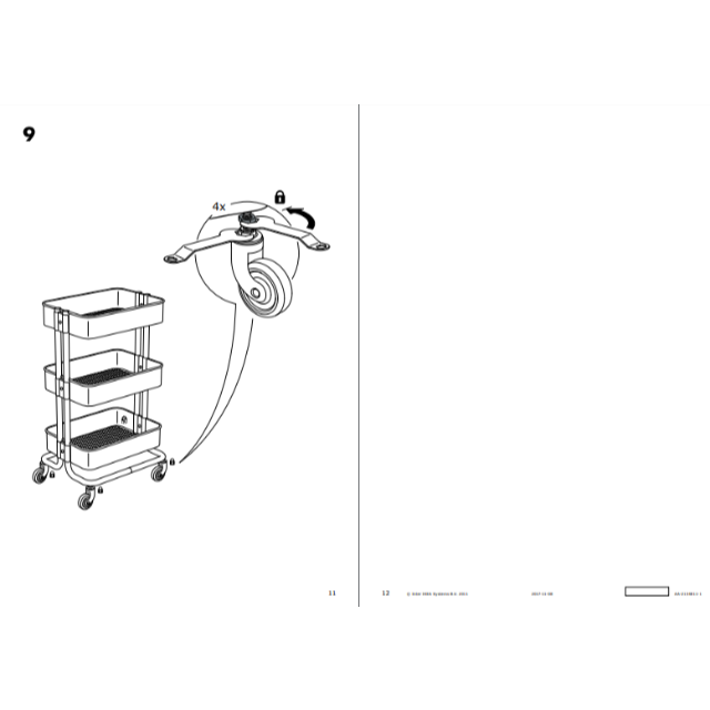 IKEA(イケア)の【２台】イケア　ＩＫＥＡ　ワゴン　RÅSKOG ロースコグ　グレーグリーン インテリア/住まい/日用品のキッチン/食器(収納/キッチン雑貨)の商品写真