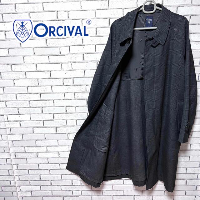 希少☆ORCIVAL オーチバル グレンチェック柄 ロングステンカラーコート