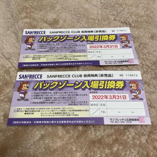 サンフレッチェ  バックゾーン入場引換券(サッカー)