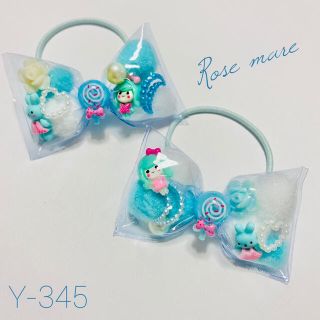 新作☆シャカシャカ　クリア　リボン　ブルー(ヘアアクセサリー)