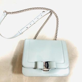 サルヴァトーレフェラガモ(Salvatore Ferragamo)のフェラガモ　お値下げしました！リボンショルダーバッグブルーグリーン完売カラー(ショルダーバッグ)