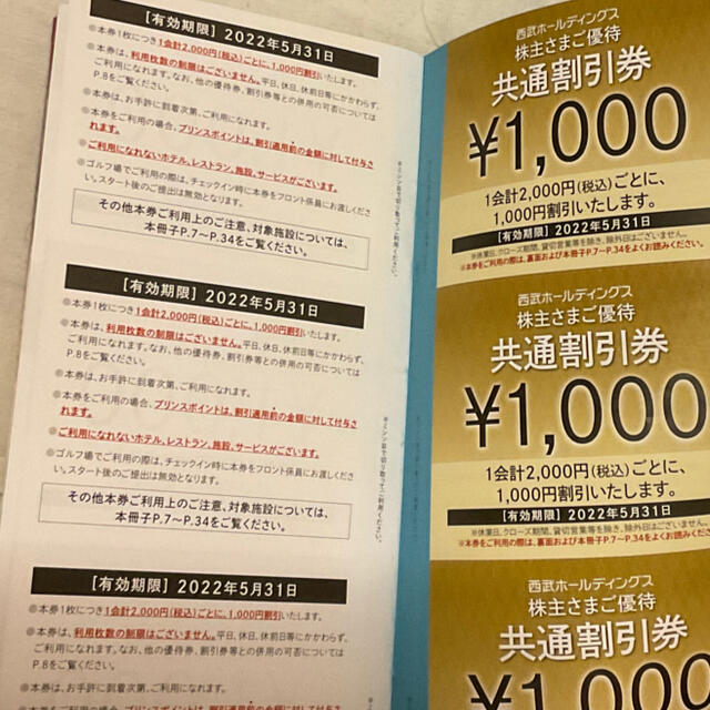 西武ホールディングス 株主優待共通割引券9枚 有効期限2022年5月31日