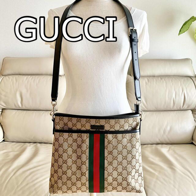 Gucci(グッチ)の美品☆GUCCI グッチ GGキャンバス ウェビングライン ショルダーバッグ レディースのバッグ(ショルダーバッグ)の商品写真