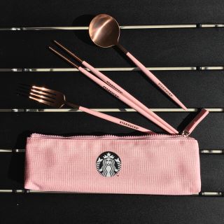 スターバックスコーヒー(Starbucks Coffee)の1点のみ 台湾 スターバックス クリスマス カトラリーセット ピンク(カトラリー/箸)