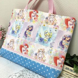 レッスンバック★プリンセスフラワー　水色　絵本袋　ハンドメイド　入園　入学(バッグ/レッスンバッグ)