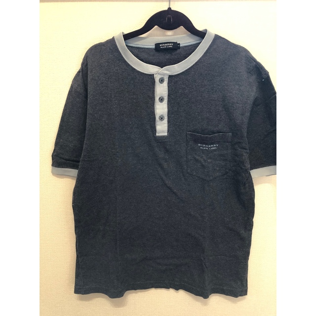 BURBERRY BLACK LABEL(バーバリーブラックレーベル)のバーバリー ブラックレーベル Tシャツ グレー×ブルー メンズのトップス(Tシャツ/カットソー(半袖/袖なし))の商品写真