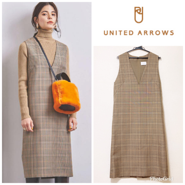 UNITED ARROWS(ユナイテッドアローズ)のユナイテッドアローズ❤︎チェックジャンパースカート レディースのワンピース(ロングワンピース/マキシワンピース)の商品写真