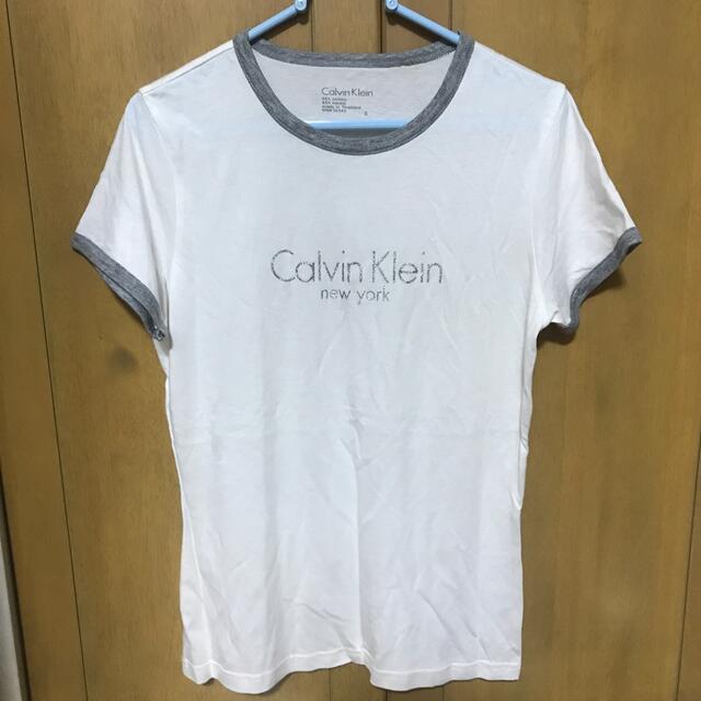 Calvin Klein(カルバンクライン)のCalvin Klein カルバンクライン　ホワイトグレーTシャツ　新品未使用 レディースのトップス(Tシャツ(半袖/袖なし))の商品写真