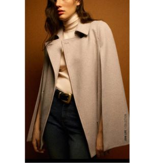 ザラ(ZARA)のZARA 人気 コットン混 ポンチョ ケープ 堀未央奈さん着用 M ベージュ(ポンチョ)