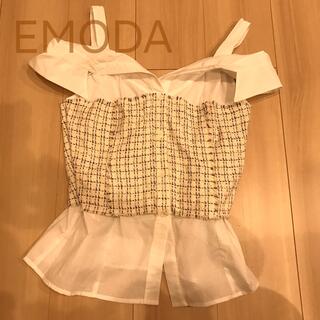 エモダ(EMODA)のEMODA オフショルツイードシャツ(シャツ/ブラウス(半袖/袖なし))