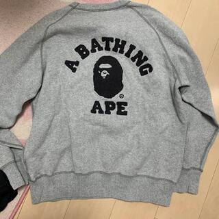 アベイシングエイプ(A BATHING APE)の激レアL！ BAPEカレッジ猿刺繍スウェット灰(スウェット)