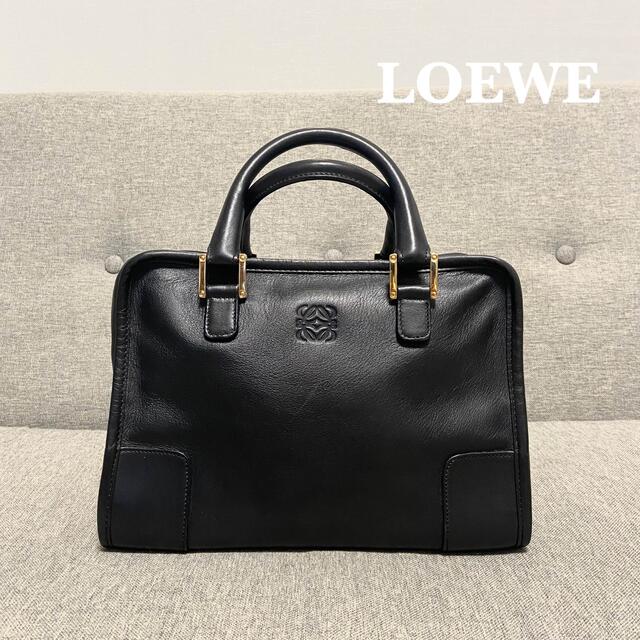 【美品】　LOEWE　ロエベ　アマソナ　ロゴ　オールドロエベ　レザー　ブラック