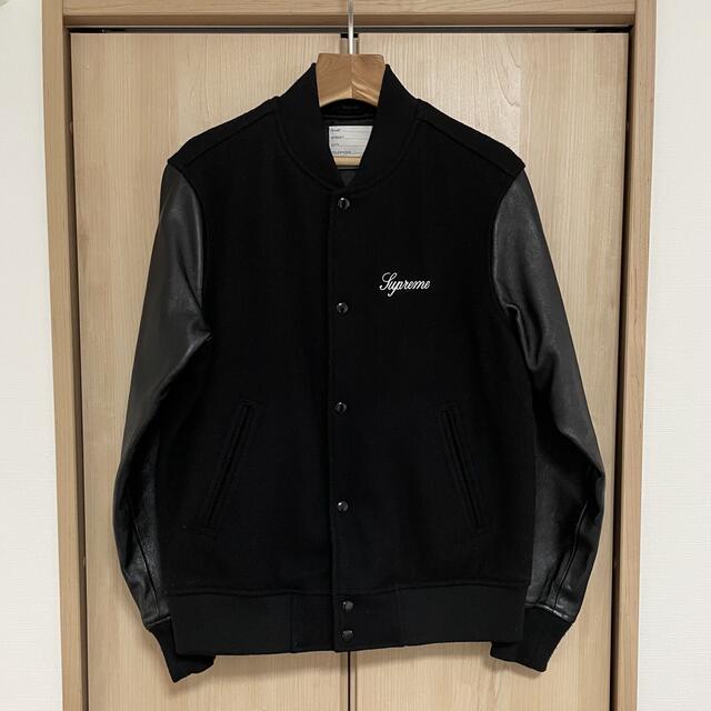 S】15aw supreme Varsity Crew Jacket 袖レザー | www.innoveering.net