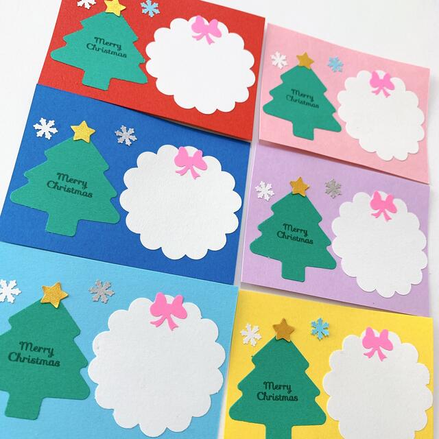 【再販6】クリスマスメッセージカード　5枚 ハンドメイドの文具/ステーショナリー(カード/レター/ラッピング)の商品写真