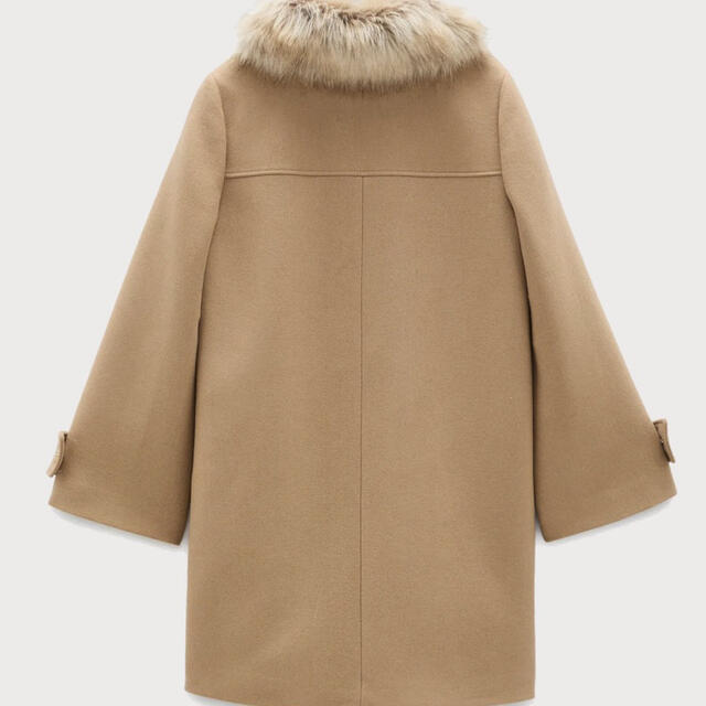 ZARA(ザラ)の【新品】ZARA ウールコート M  ロングファーコート　Aライン　2way レディースのジャケット/アウター(ロングコート)の商品写真