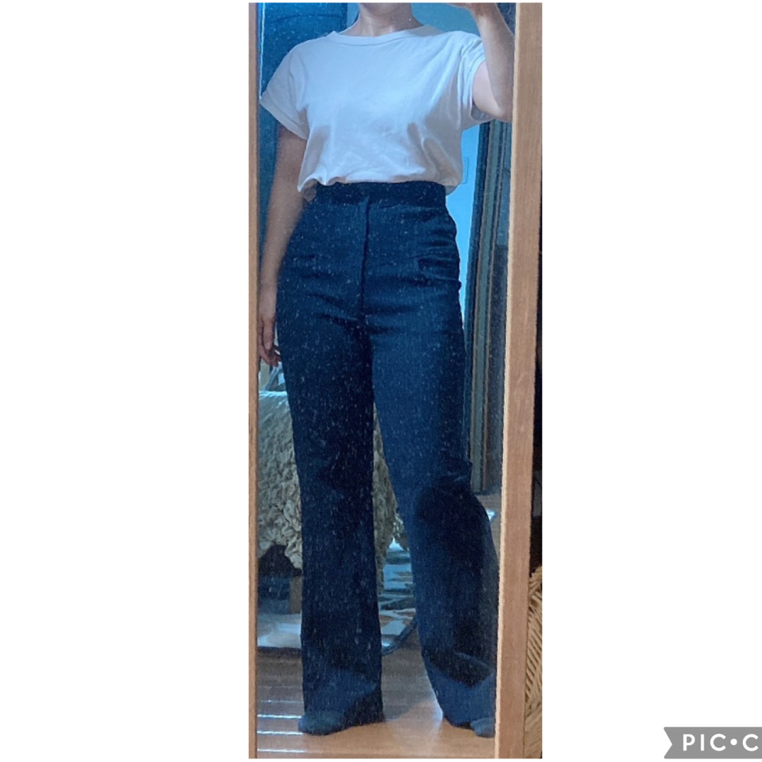 moussy(マウジー)の163.moussy 黒と青の縦ストライプパンツ⭐︎ レディースのパンツ(カジュアルパンツ)の商品写真