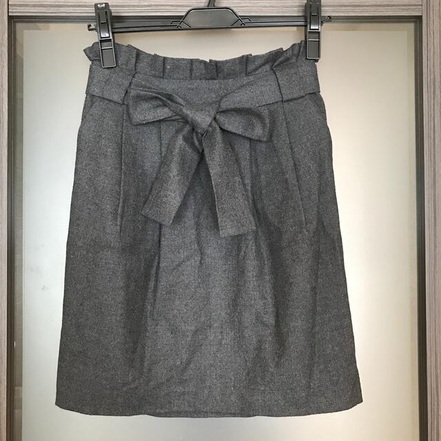 ef-de(エフデ)の膝丈スカート　ダークグレー　ウエストリボン レディースのスカート(ひざ丈スカート)の商品写真