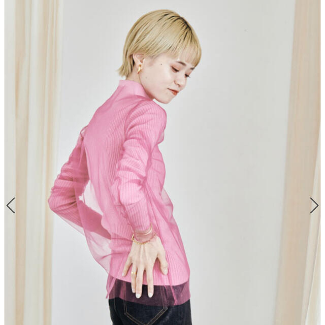 mecre メクル　フィンガーホール　ニット　ピンク レディースのトップス(ニット/セーター)の商品写真