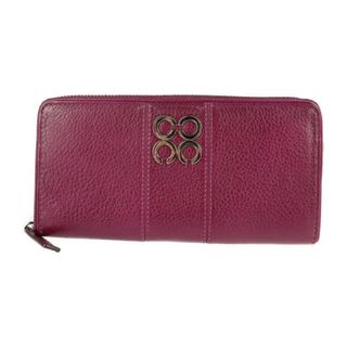 コーチ(COACH)のCOACH コーチ オプアート  長財布 F43806 レザー   パープル系 ゴールド金具  ラウンドファスナー 【本物保証】(財布)