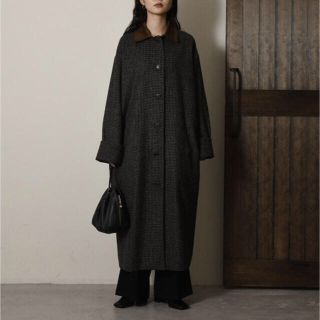 【I_am】corduroy collar check coat(ロングコート)