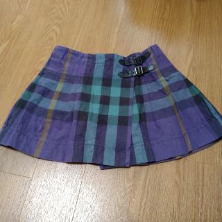 バーバリー(BURBERRY)のバーバリー６y116cm紫チェック巻きスカート(ワンピース)