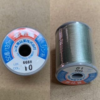 都羽根　絹ミシン糸　130m　1個　大黒絲業　10番　薄青(うすあお)(生地/糸)
