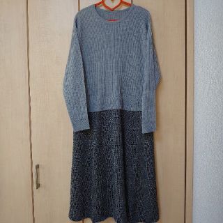 ☆新品☆ドッキングワンピース　グレー(ひざ丈ワンピース)