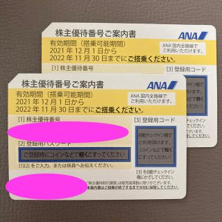 エーエヌエー(ゼンニッポンクウユ)(ANA(全日本空輸))のANA 株主優待券 優待券　計2枚(その他)