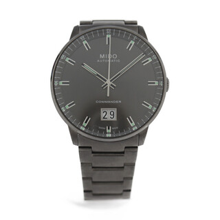 ミドー(MIDO)のMIDO ミドー コマンダー ビッグデイト  腕時計 M021626 A ステンレススチール   グレー グレー文字盤   裏スケ 自動巻き【本物保証】(腕時計(アナログ))