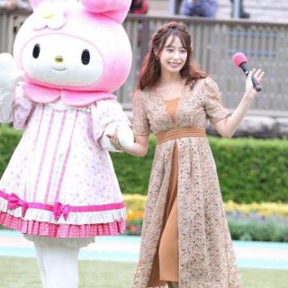 リリーブラウン レイヤード刺繍チュールワンピース ブラウン