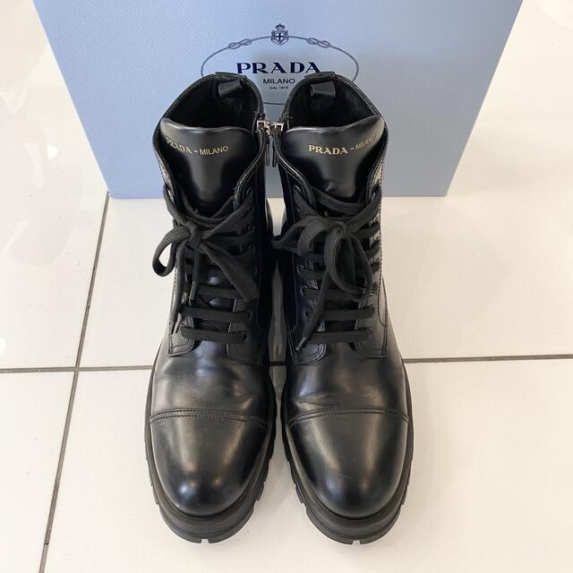 ブーツプラダ PRADA コンバット ブーツ 38 ショートブーツ