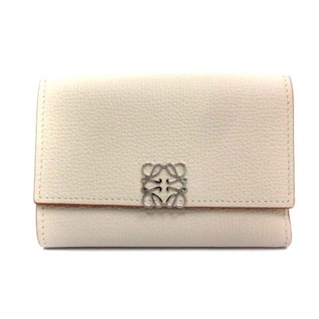 ロエベ アナグラムスモール バーティカル ミニ財布 三つ折り シルバー金具 白 | フリマアプリ ラクマ
