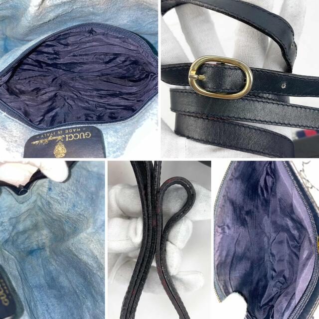 美品 GUCCI グッチ オールドグッチ ショルダーバッグ ネイビー