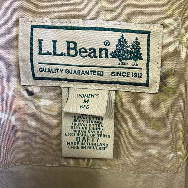 L.L.Bean 花柄 ハーフコート ベージュ ウィメンズ 襟袖 コーデュロイ