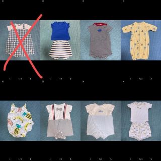 プチバトー(PETIT BATEAU)のロンパース　オーバーオールセット販売★8着★プチバトー★ファミリア★海外子供服(ロンパース)