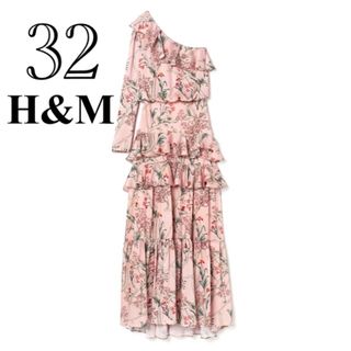 エイチアンドエム(H&M)のタイムセール⏰本日限り‼️H&M マキシドレス ワンショルダー サテン 花柄 (ロングワンピース/マキシワンピース)