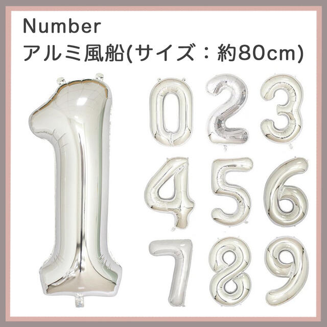 【数字２枚までお選べる】風船 パーティー バルーン 誕生日 シルバー インテリア/住まい/日用品のインテリア小物(ウェルカムボード)の商品写真