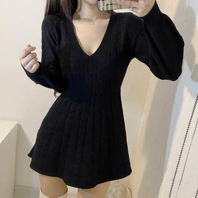 ニットワンピース 黒ワンピース ミニワンピース 冬用ワンピース ニットワンピース 黒ワンピース ミニワンピース 冬用ワンピース