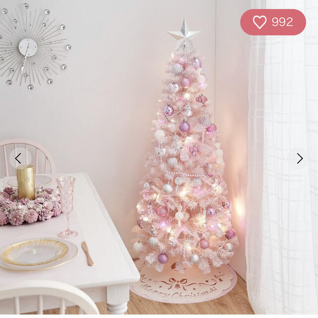 Francfranc(フランフラン)のフランフラン　クリスマスツリー　スターターセット　150センチ　ピンク ハンドメイドのインテリア/家具(インテリア雑貨)の商品写真