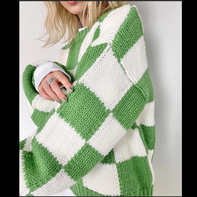 【SANSeLF】flag check knit sanw21a046 同型 レディースのトップス(ニット/セーター)の商品写真