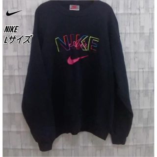 ナイキ(NIKE)の【NIKE】ナイキエアースウェットトレーナー　ネイビー　銀タグ刺繍ロゴ90s古着(スウェット)