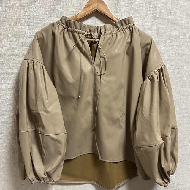 【Amiur】leather volume blouse